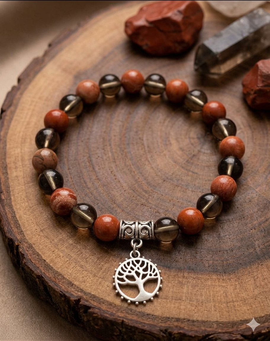 Smokey Quartz + Red Jasper Bold Root