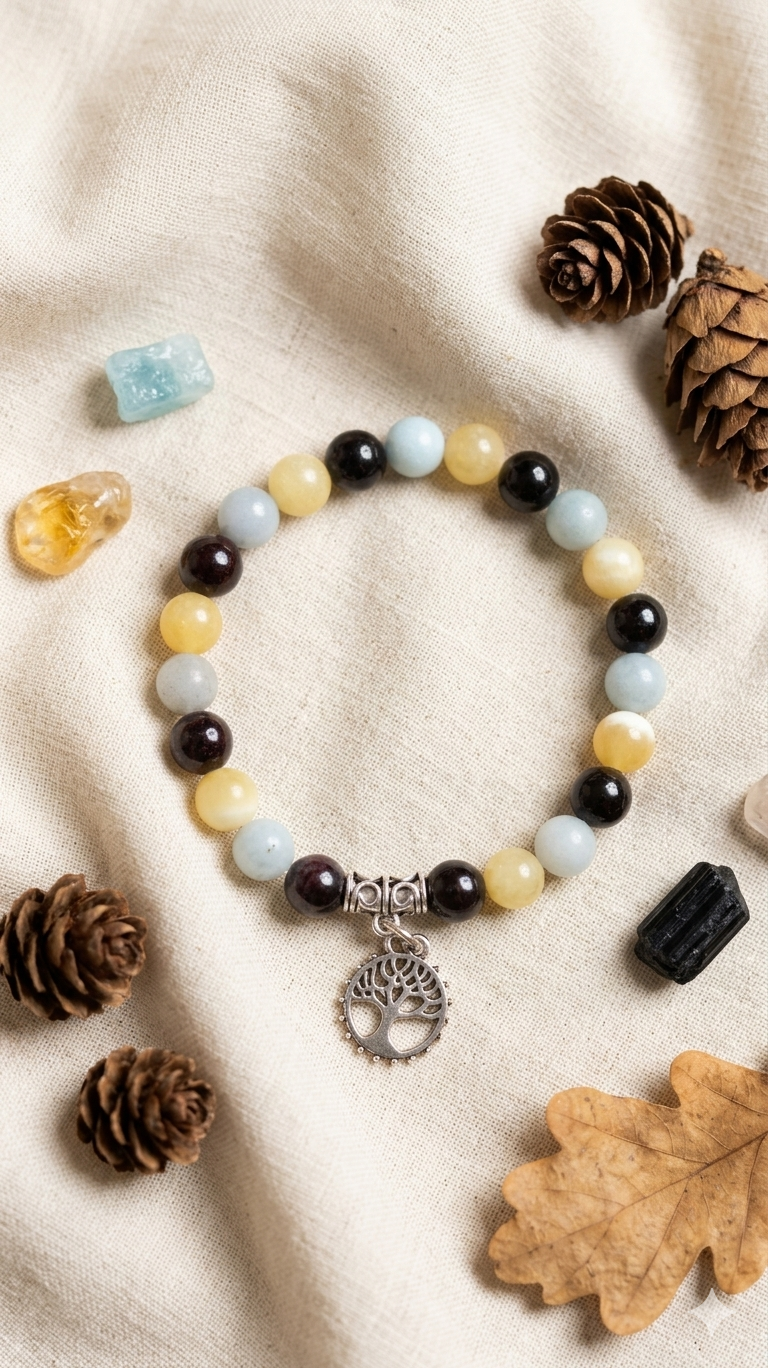 Garnet + Aquamarine + Yellow Jade Royal Aura